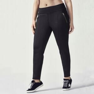 Fabletics Anzu Tregging Black Track Pants Zip Pockets Size L Large
